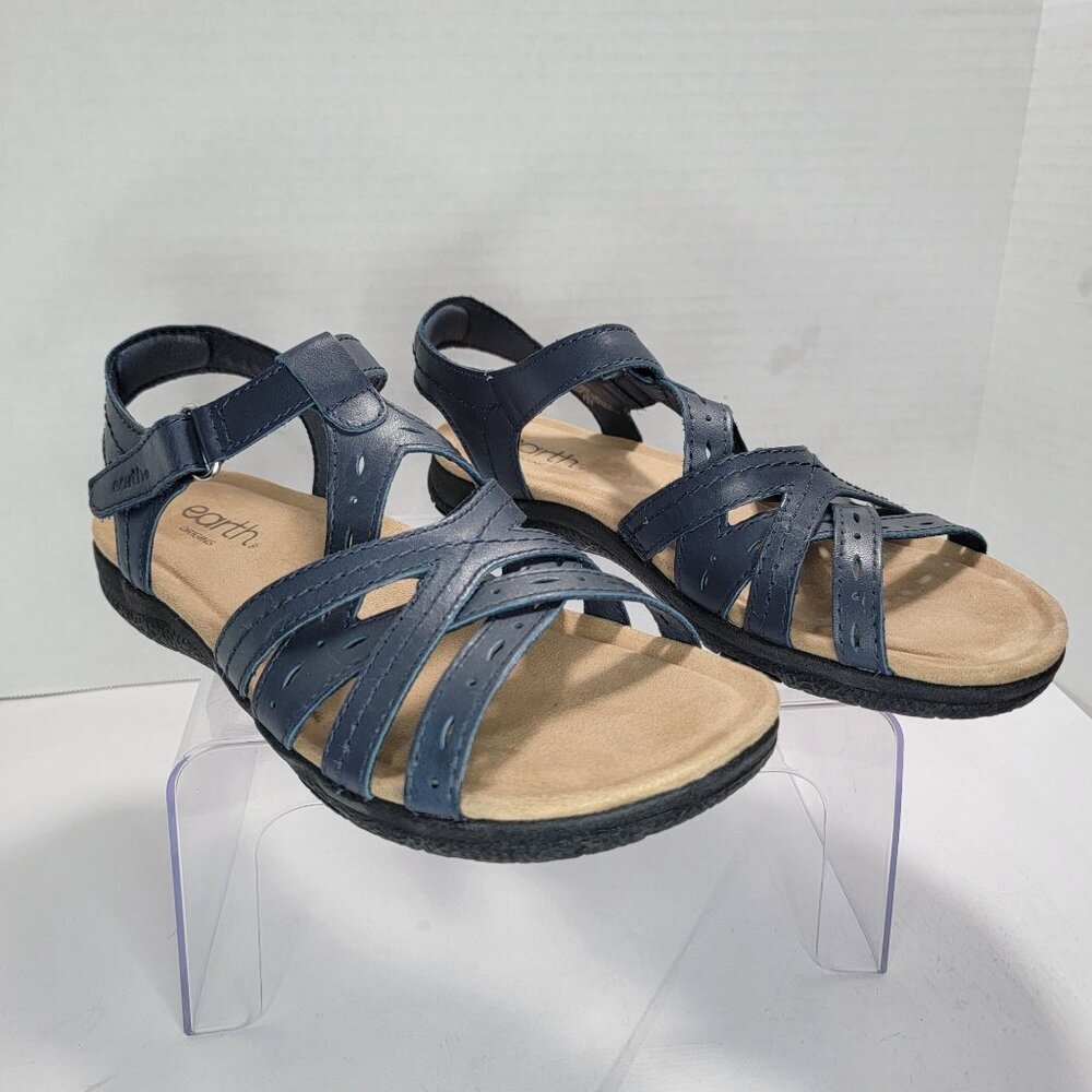 Earth‎ Origins Womens 9 Etsellie Strappy Sandal Navy Blue Cushioned Walking